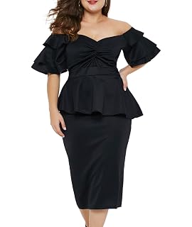 LALAGEN Womens Plus Size Ruffle Sleeve 