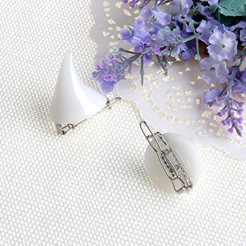 Haptian Stereo Devil Horn Ear Clip Chic Halloween Cosplay Hair Clip Hairpin(White-1pair-2pieces)