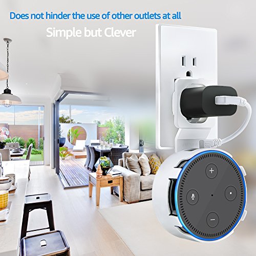 Dot Outlet Wall Mount for Home Voice Assistants 2nd Generation, A Perfect Space-Saving Dot Accessories without Messy Wires or Screws (White 2-Pack) - Thumbnail 5