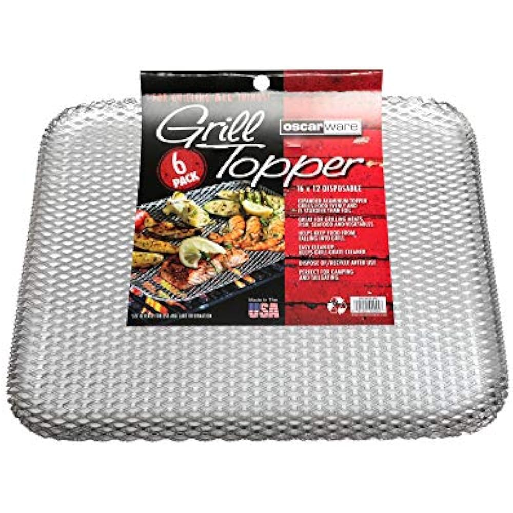 Disposable Grill Topper, 16x12Inch, Recyclable Aluminum (6 Pack