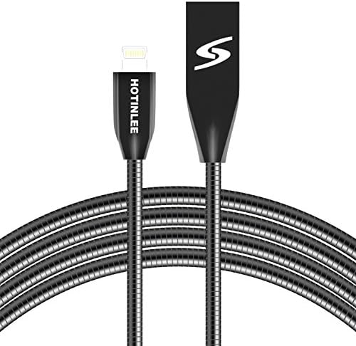 Hotinlee USB Universal Data Cable a Dual Use Fast Charge Apple and Android Lightning Micro USB Cable 2 in 1 Data Transmit Charging Cable Titanium Alloy Fast Charge Line (Black)