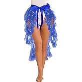 TWINKLEDE Women Sparkly Tutu Skirt Belly Dance Hip Scarf Tassel Tulle Skirts for Adult
