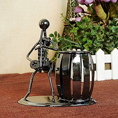 JMAF Desk Organizer Decorative Pen Pencil Holder Office Caddy Storage Accessory Metal（Sax） - Thumbnail 2