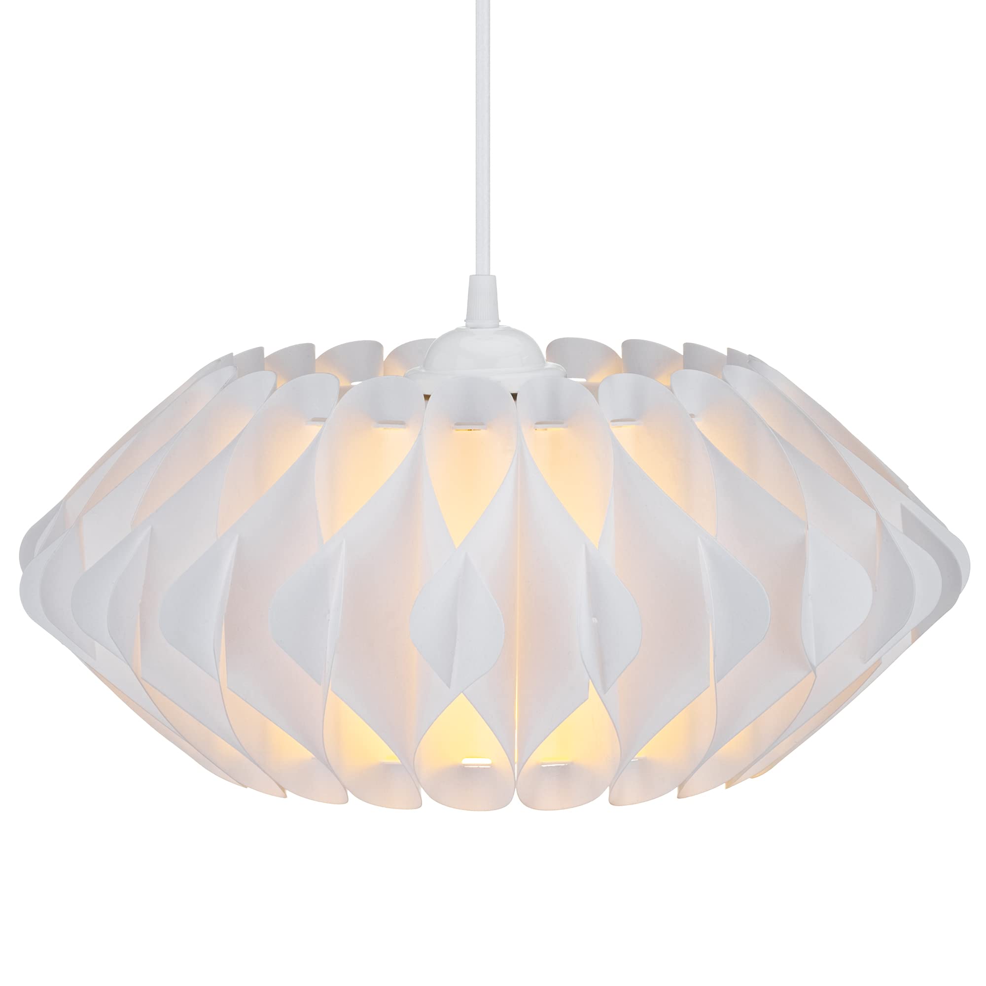 kwmobile Puzzle Lampshade - 25cm Diameter DIY Ceiling Light Lamp Shade with 22 Pieces - Flat Chandelier Design for Pendant Lights - Size M, White