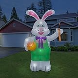 Holidayana Inflatable Giant 8 Ft. Bunny With Paintbrush Inflatable Featuring Lighted Interior / Airblown Inflatable Easter Decoration With Built In Fan And Anchor Ropes