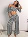 Glamaker Womens Sexy Off Shoulder Striped 2 Pieces Jumpsuit Crop Tops and Pants Set ,Striped,8/10
