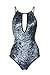 ChongXiao Women's Velvet Halter Neck High Cut Backless One-piece Swimsuit Bodysuit