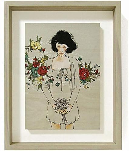 Amazon Co Jp 秦絵里子 アラーム アクリル画 人物画 女性画 美人画 花 モダンアート 現代美術 現代アート 肉筆 直筆 真筆 絵画 B4628 ホーム キッチン