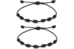 kelistom Handmade Buddhist String Bracelets for Women Men Tibetan Adjustable Woven Rope Bracelet for Protection and Luck, Red and Black, 2or 6 pcs/set