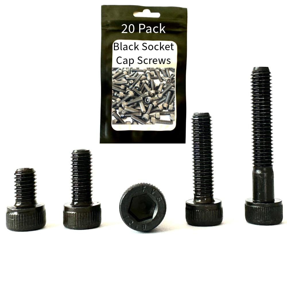 M6 x 20mm - Black Socket Cap - Hex Allen Key Screw Bolts - High Tensile Grade 12.9 - DIN 912 - Perfect for Machinary, Electrical Devices, Furniture, Fixtures, Indoor & Outdoor DIY - 20 Pack