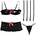 iiniim Women Lingerie Babydoll Bra G-string Mini Skirt Outfit 3pc Teddy Set Black M