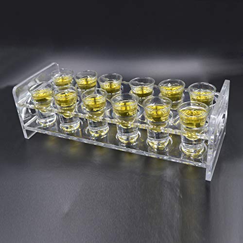 D&Z 12 Set Shot Glass with Acrylic Transparent Holder,include 12 Thick Base Crystal Clear Liquor Cup for Barware Whisky Brandy Vodka Rum and Tequila Shot Set,0.75oz - Thumbnail 5