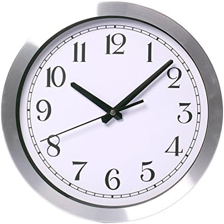 Maywhen Indoor Decorative Silent Non Ticking Modern Round Quartz Wall Clock Metal 12 Inches