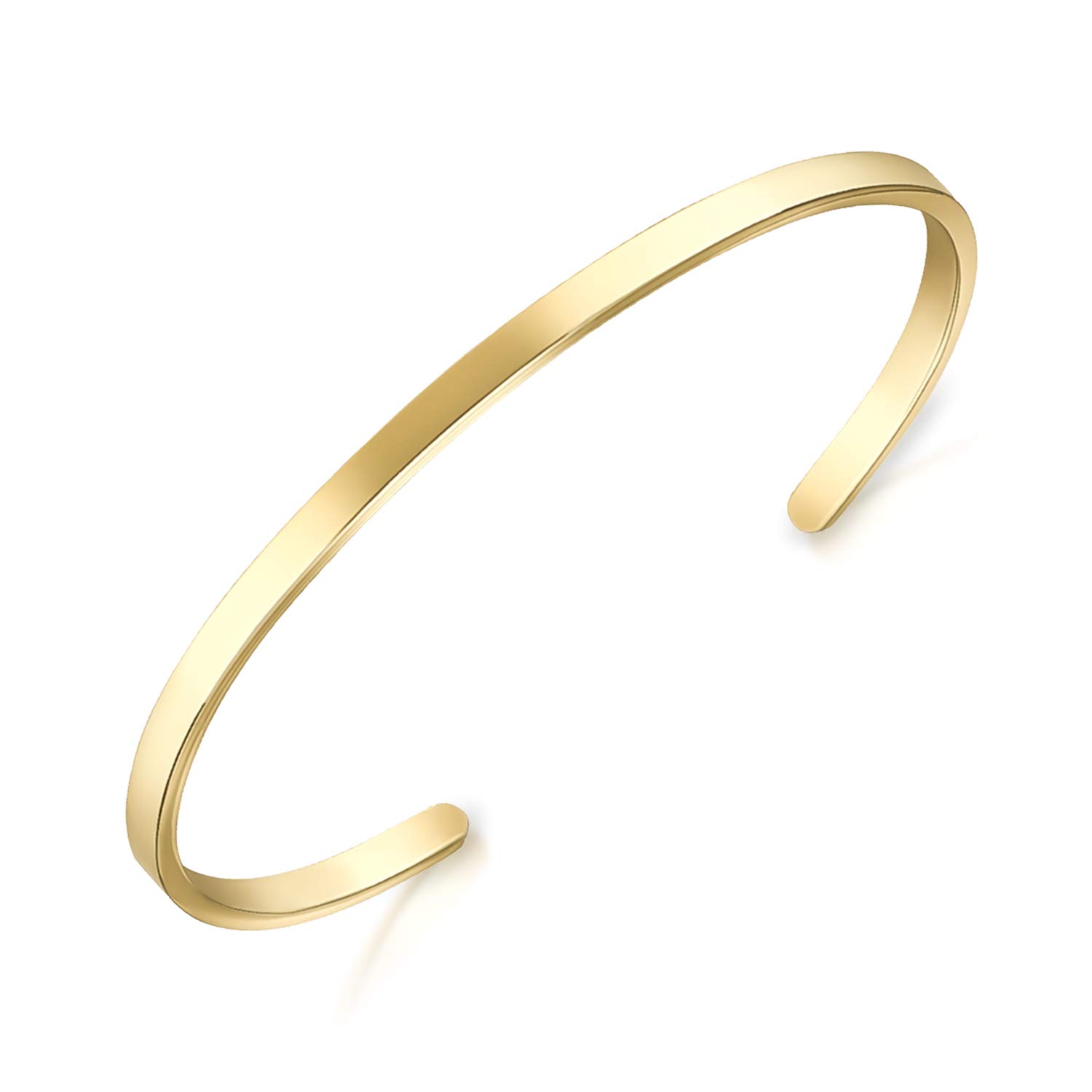 Lolalet Cuff Bracelet Bangle for Women Girls Ladies Men, 18K Yellow Gold Plating Steel, Simple Stylish Slim Bracelet, Jewellery Gifts for Wife Mum Friends Sisters Girlfriend Daughter –Gold