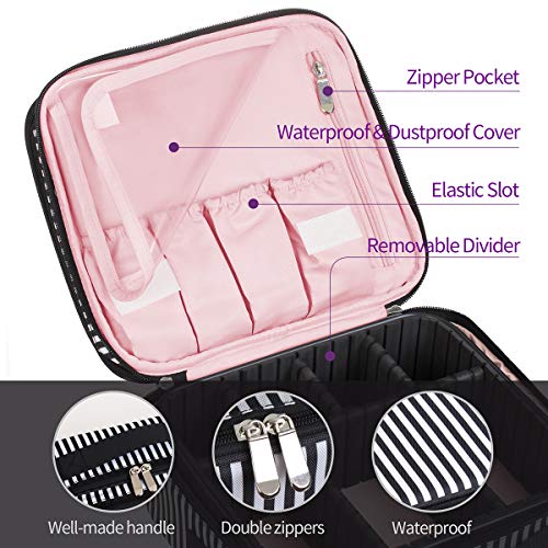 CREATIVE DESIGN Large Makeup Bag, 3 Layers Travel Makeup Organizer Cosmetic Bag Portable Train Cosmetic Case for Make up Accessories Digital Accessories 3 CREATIVE DESIGN Large Makeup Bag, 3 Layers Travel Makeup Organizer Cosmetic Bag Portable Train Cosmetic Case for Make up Accessories Digital Accessories