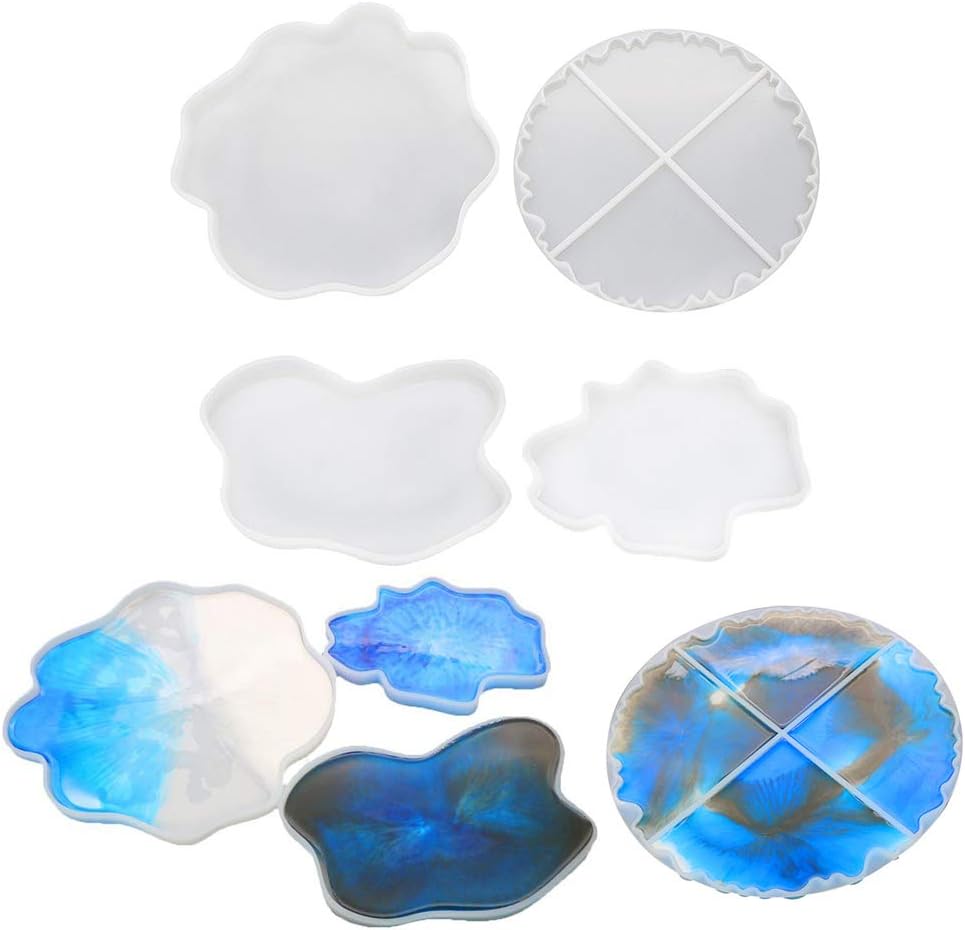 Batyuery Irregular Coaster Cup Mat Silicone Mold for Resin Manual Mirror UV Resin Table