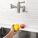 Wall Mount Pot Filler - Sarlai Pot Filler Stove Faucet Wall Mounted Solid Brass Brushed Nickel Foldable Double Joint Swing Arm Two Handle Kitchen Sink Faucet