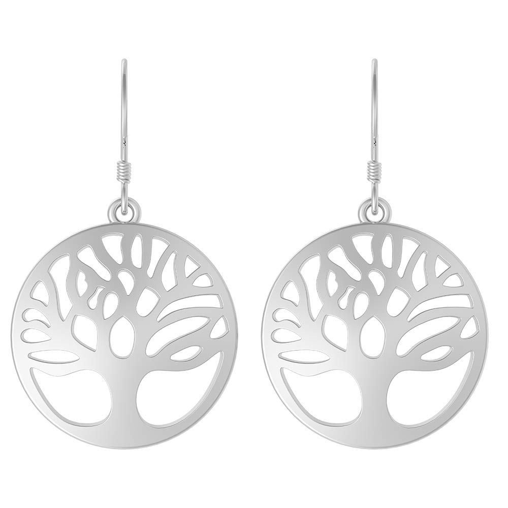 TISHAVI Solid 925 Sterling Silver Tree of Life Dangle Earrings Jewelry, Valentine Day Gift for Girlfriend