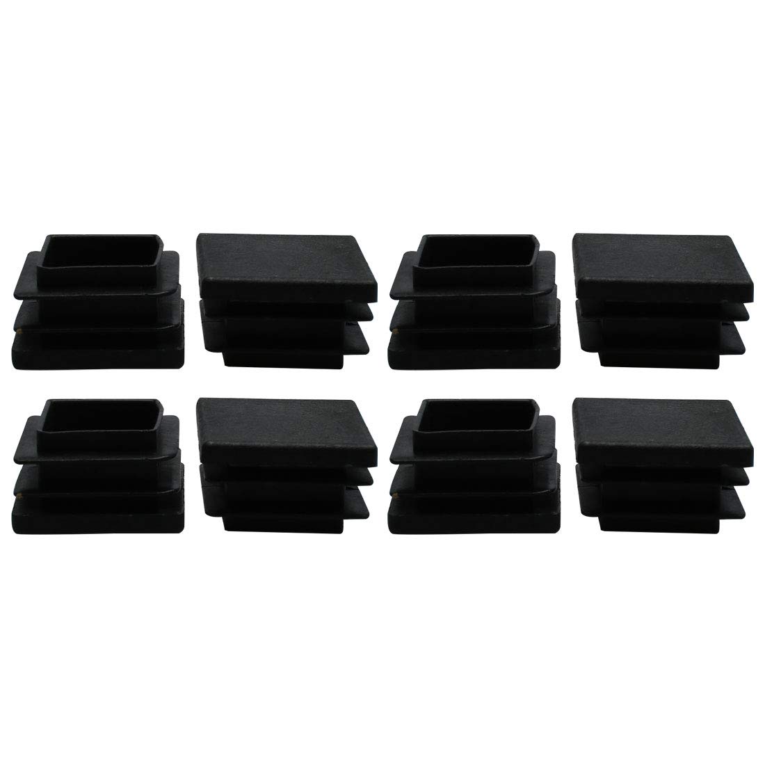 sourcingmap 8pcs Plastic Square 30 x 30mm Ribbed Tube Inserts Pipe Tubing End Covers Caps Furniture Glide Chair Table Feet Floor Protector