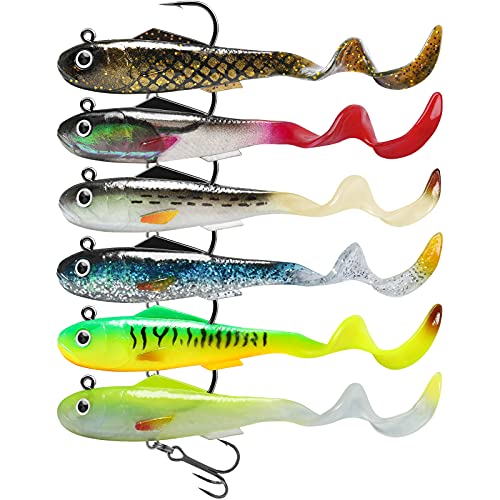 GOTOUR Fishing Lures for Bass, PreRigged Soft Plastic Lures, Trout