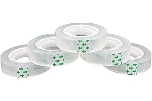 5 Rolls Crystal Clear Transparent Tape, Stationery Tape Refills Rolls for Dispenser, Gift Wrapping Tape for Office, School an