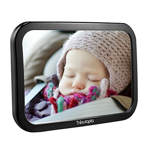 Baby Backseat Mirror for Car, Tresutopia Appleye 10.24 inch Wide Adjustable 360-Degree Mirror View Infant in Rear Facing Car Seat Clearly, Cross-weaving Straps Enhanced Security