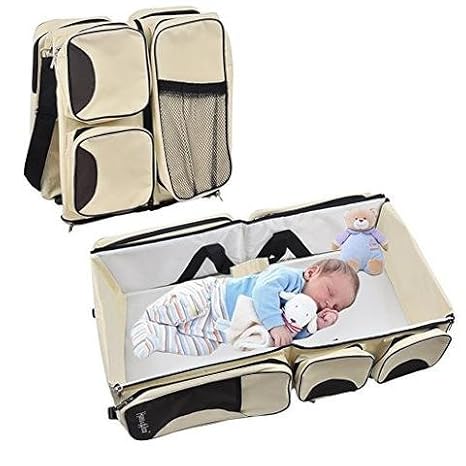 Techsun Mart Portable Multifunctional Baby Travel Bed Cot Cum Folding Mummy Diaper Bag (Multicolour)