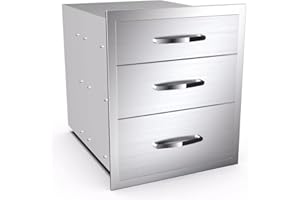 KODOM Outdoor Kitchen Drawers - 18W x 21H x 23D Inch, Flush Mount Access BBQ Island Drawers for Outdoor Kitchens or BBQ Island Patio Grill Station