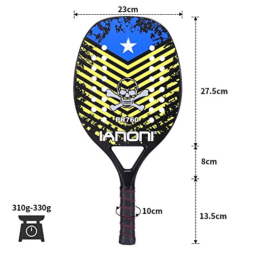 ianoni Beach Tennis Racket,Carbon Fiber Grit Face with EVA Memory Foam Core Beach Tennis Racket (PR760)