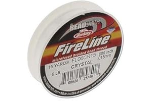 The Beadsmith Fireline by Berkley – Micro-Fused Braided Thread – 6lb. Test, 006”/.15mm Diameter, 15 Yard Spool, Crystal Color – Super Strong Stringing Material for Jewelry Making and Bead Weaving…