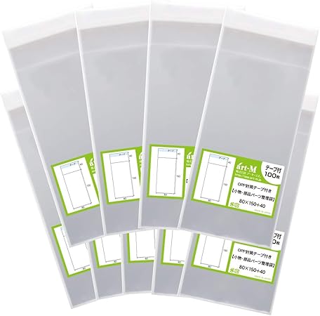 Amazon Co Jp 国産 テープ付 8x15の小袋 小物のラッピング 部品パーツ整理袋 透明opp袋 透明封筒 900枚 30ミクロン厚 標準 80x150 40mm 文房具 オフィス用品