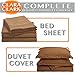 Clara Clark Complete 7 Piece Bed Sheet and Duvet Cover Set, Cal King Size, Mocha (Light Brown)