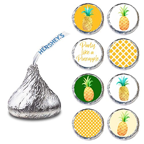 Party Like a Pineapple Tropical Label for HERSHEYâ€™S KISSESÂ® chocolates - Candy Stickers - Set of 240