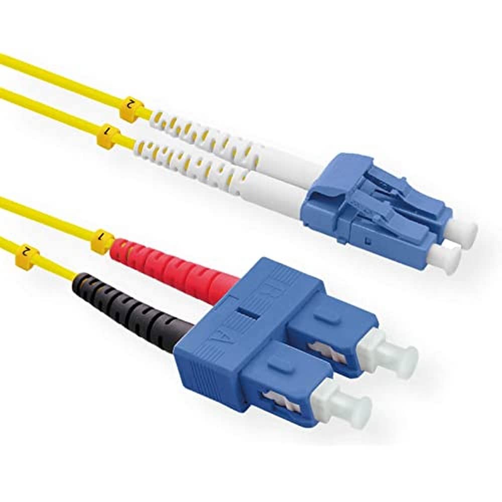 ROLINE Fibre Optic Cable Duplex Single Mode 9/125µm OS2, LC/SC, Yellow, 0.5 m