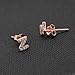 14K Rose Gold Plated Sterling Silver CZ Initial Letter Stud Earrings
