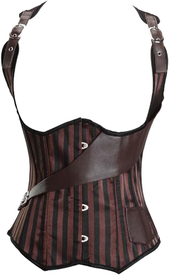ZAMME Women's Brocade Steampunk Embroidery Overbust Corset