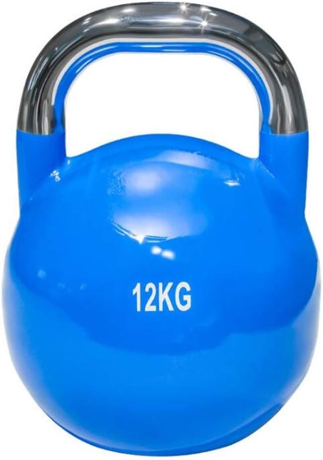 QAZXSW Premium Virgin Rubber Solid Cast Steel Kettlebell Weight ， Ergonomic Comfort Grip - Core and Strength Training Exercise Workout (Color : Blue, Size : 10kg)