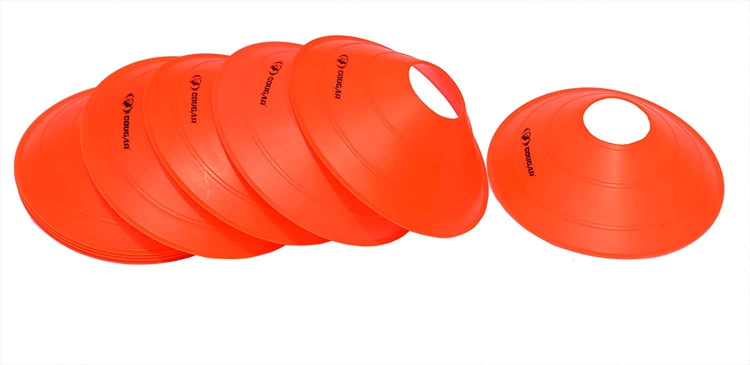 CougarFit Soccer Disc Cone - Pack of 10 Soccer Cones Sports Fitness Equipment Saucer Disc Cones for Football Agility Cross Training Sports Space Marker Landmark Blue Cones