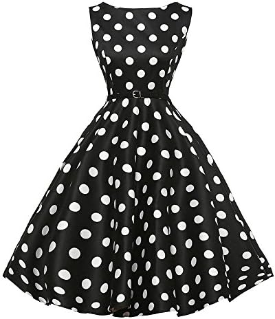 Roiper Vintage Womens Dresses,Women Vintage Floral Dress Elegant 1950s Hepburn Style Swing Dress Sleeveless Spring…