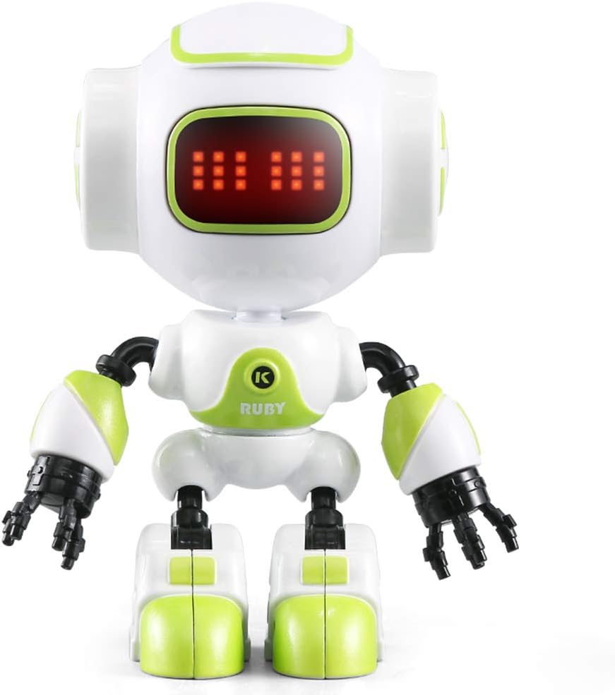 WQGNMJZ Robot, remote control robot, R9 road than touch-sensitive sound effects lighting DIY mobile phone bracket early education puzzle robot, children's toys,Green