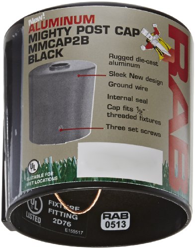 RAB Lighting MMCAP2B Mighty Post Metal Caps and Box for 2" Pipe, Aluminum, 2-3/8 OD x 2-3/4 Height, Black