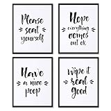 OUTSHINE Funny Bathroom Quotes Wall Decor Art Prints (4 Pack Unframed) | 8" x 10" Witty Sayings and Signs | Decorations for Guest Bath, Powder Room, Master | Best Funny Gift