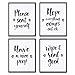 Outshine Funny Bathroom Quotes Wall Decor Art Prints (4 Pack Unframed ) | 8” x 10” Witty Sayings and Signs | Decorations for Guest Bath, Powder Room, Master | Best Funny Gift
