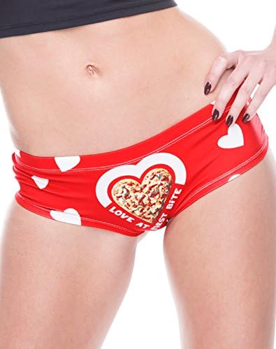 Pizza Love Gifts for Her Undies Fun Sexy Womens Panties with Hygienic Liner, Red - Small