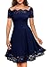 MISSMAY Women's Vintage Floral Lace Long Sleeve Boat Neck Cocktail Party Swing Dress