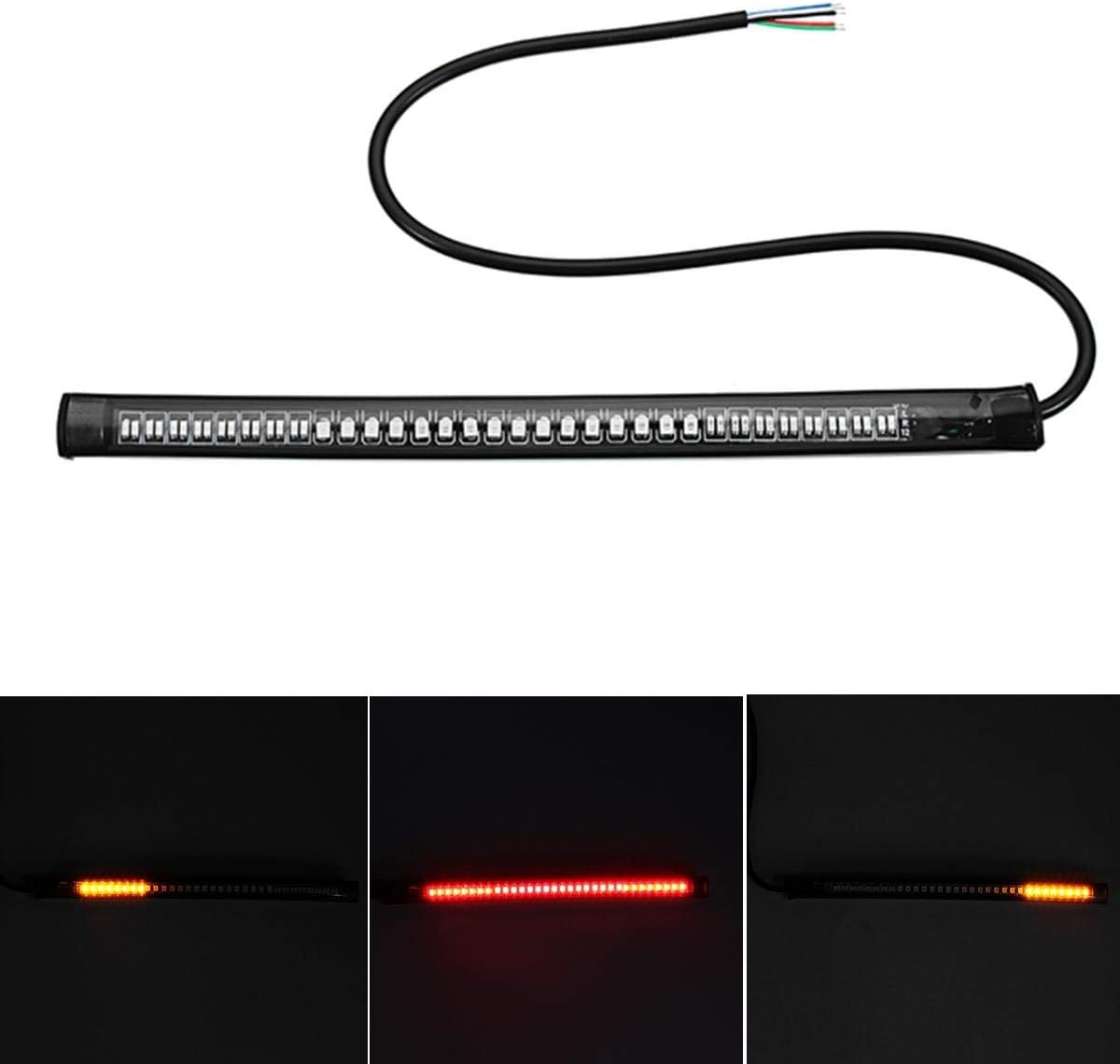RENCALO Universal Flexible 48 LEDs Motorcycle Light Strip Tail Lights Brake Stop Turn Signal License Plate Light