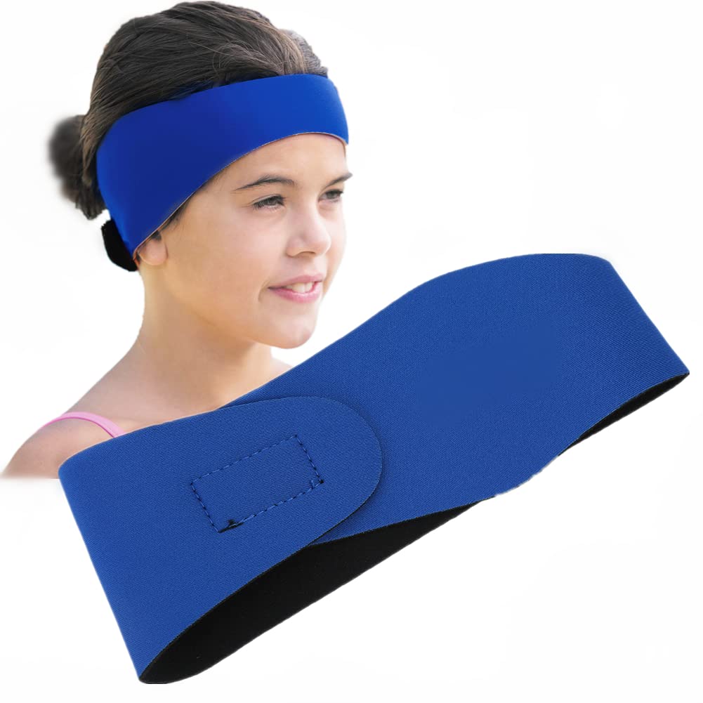 Swimming Headband Elastic Comfortable Neoprene Swimming Headband for Children Adults (M-Blue)