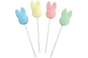 RBBZ PARTY Easter Bunny Lollipops (50 pieces) Bulk Easter Candy Individually Wrapped - Great for Egg Hunt, Easter Basket Stuffers - Buffet - School and Party Favor Bag Fillers for Kids