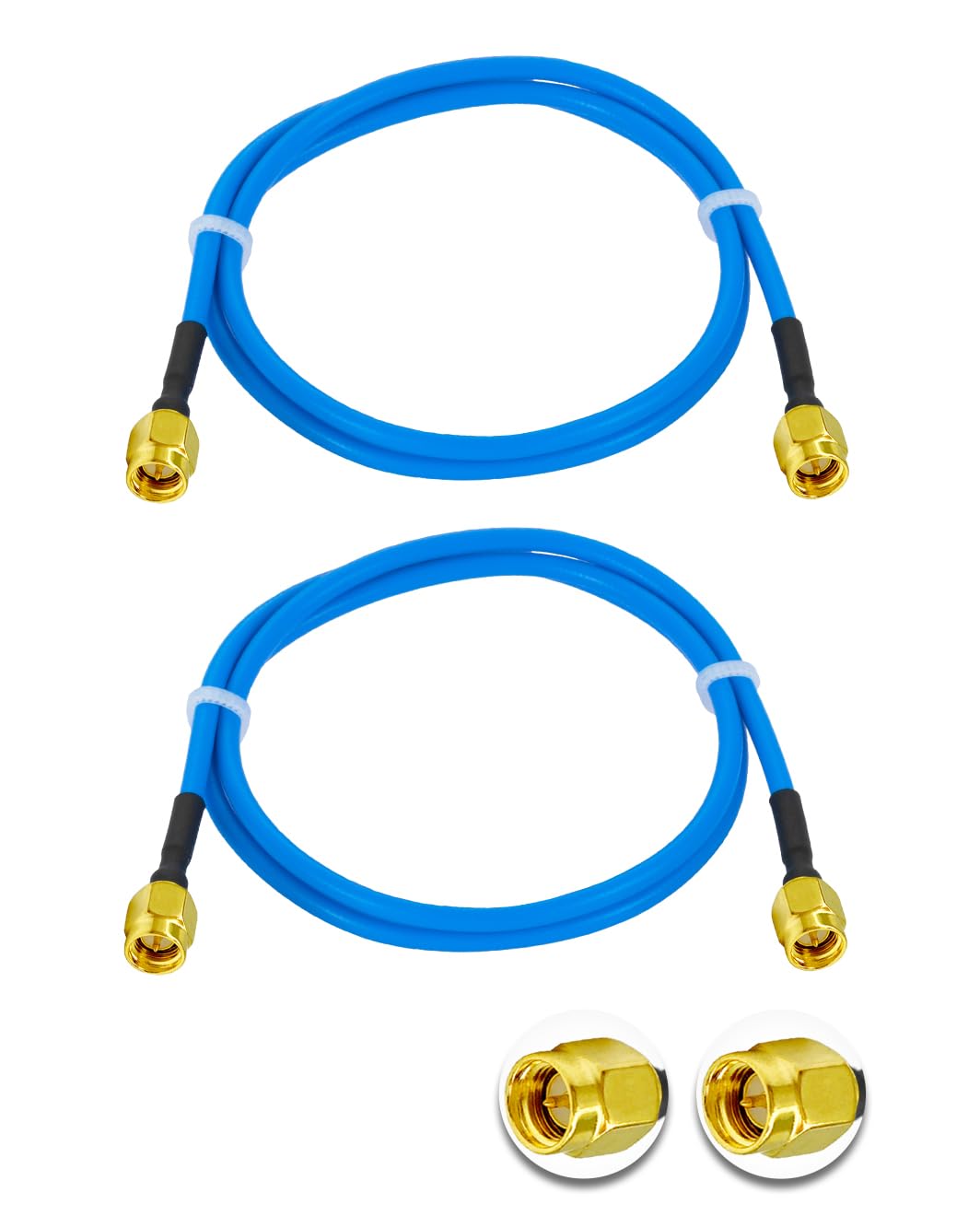 Vecys 2PCS SMA Male to Male RF Coaxial Cable SMA RF Coax Pigtail Cable 20" /50CM RG405 50 Ohm Low Loss Extension Cable