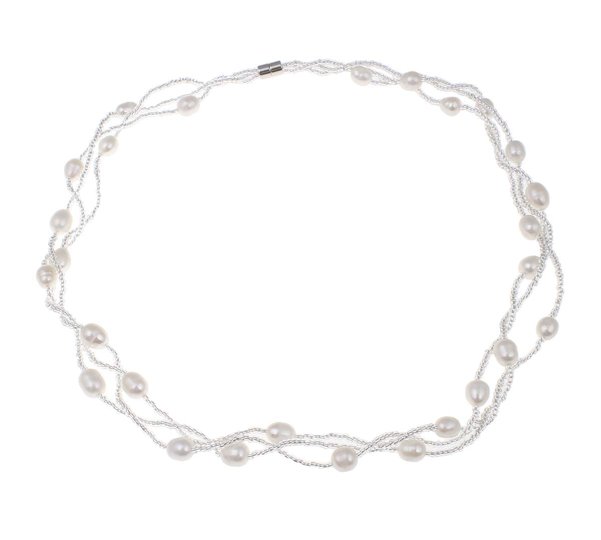 Treasure Bay Elegant Natural Freshwater Pearl Necklace Pearl Jewellery Necklace for Women Ladies and Girls (White)